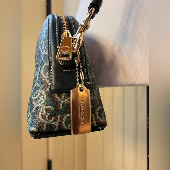 Coach Monogram Green Brown Canvas Crossbody Shoulder Bag - Picture 5 of 14